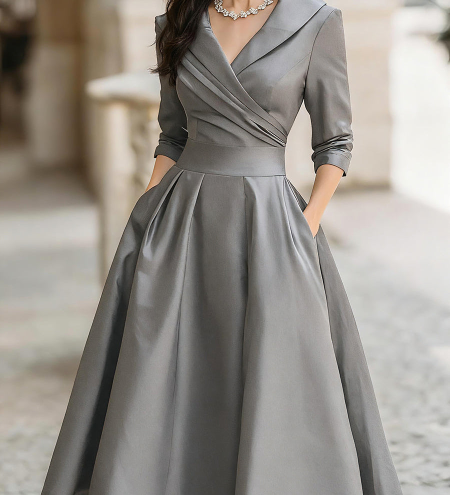 Laura - Elegantiškas ilgomis rankovėmis midi suknelė