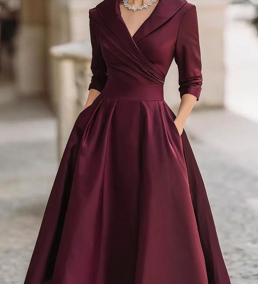 Laura - Elegantiškas ilgomis rankovėmis midi suknelė