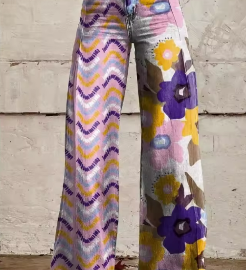 Miglė™ | Boho kelnės su gėlių raštu