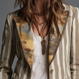 Clementine | Boho Dryžuotas Švarkas