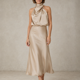 Harper | Halter Satino Vakarinė Suknelė