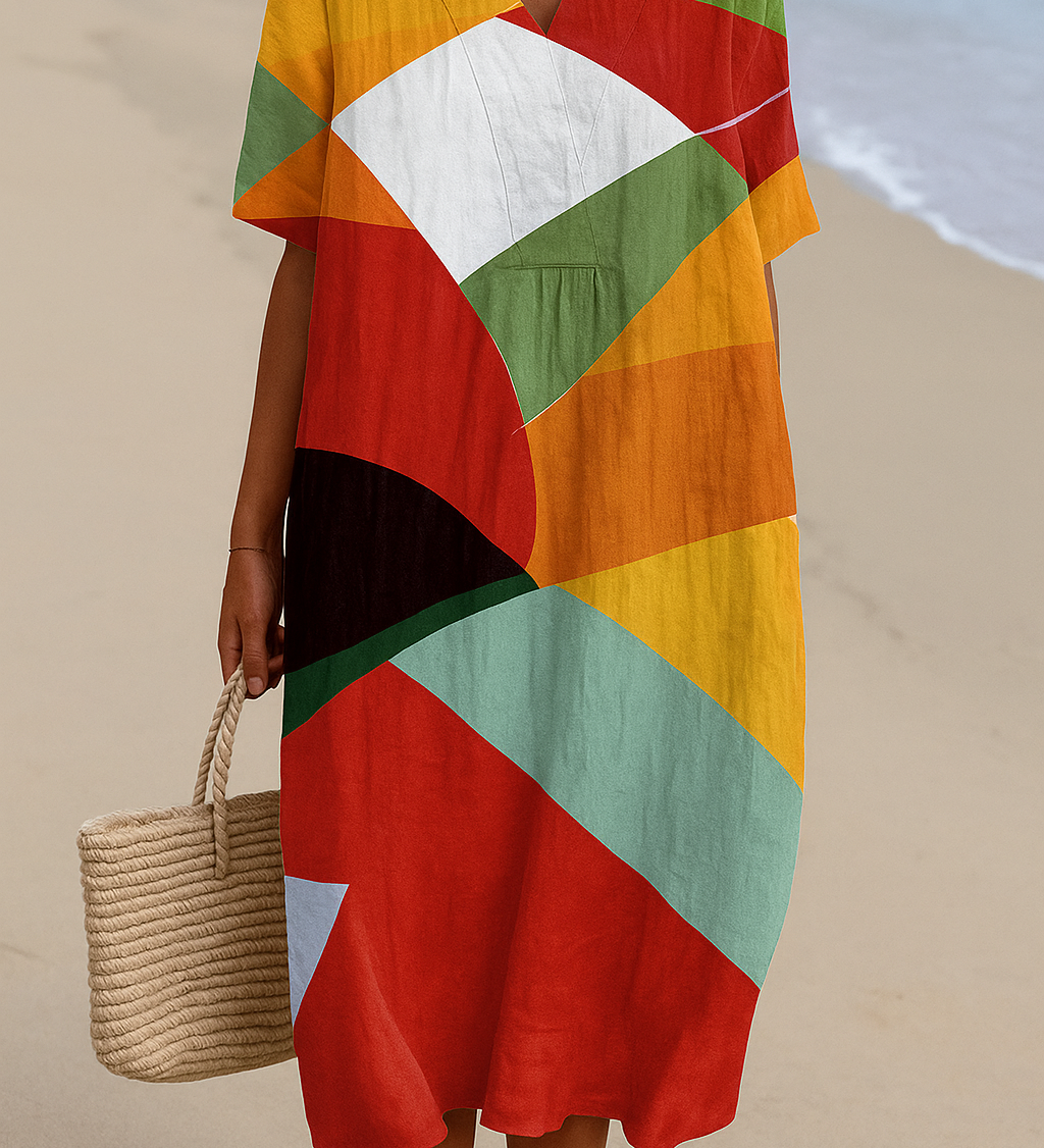 Ugnė™ | Spalvinga Patchwork Suknelė