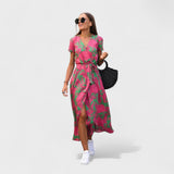 Rožinis Lirio Suknelė - Boho Chic Stilius