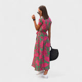 Rožinis Lirio Suknelė - Boho Chic Stilius